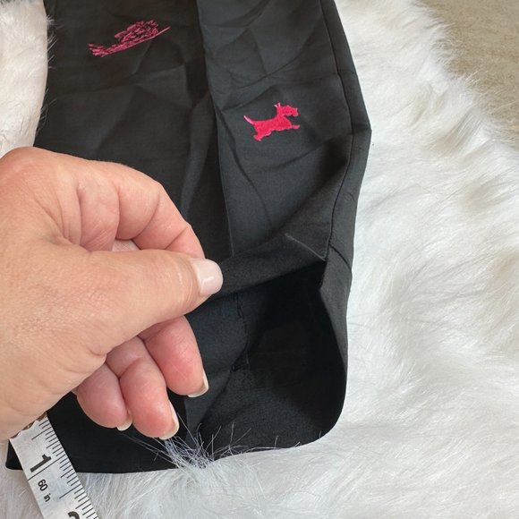 Silk Pants Ankle Side Zip Retro Novelty Print Dogs Travel Pink Embroidered Sz 16 - Picture 11 of 16